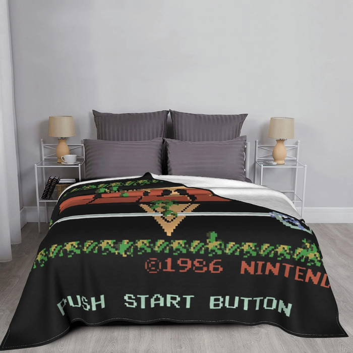 🛏️ Zelda Legends Flannel Blanket – Classic NES Title Screen Throw 🕹️