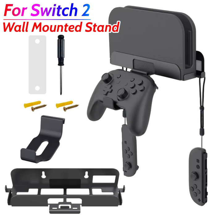 🏠 Wall Mount Host Stand w Controller Hook – Wall Holder Bracket for NS2 Console