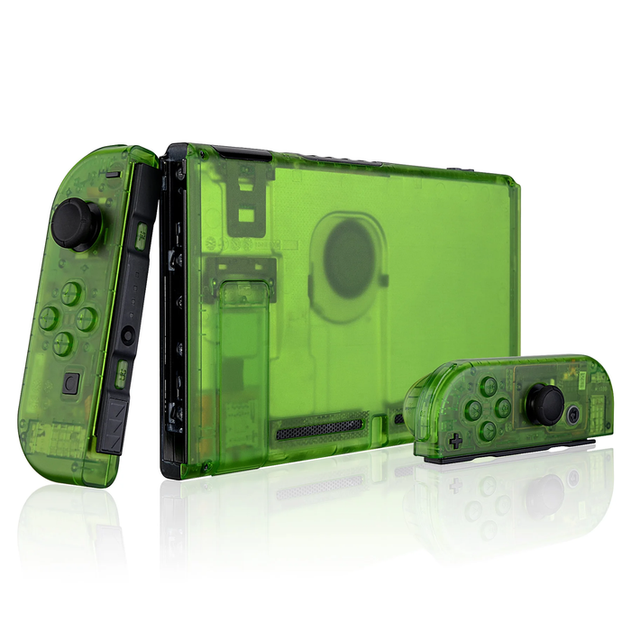 Transparent Green Switch Shell Case w/ Buttons for Console + Joy-Cons
