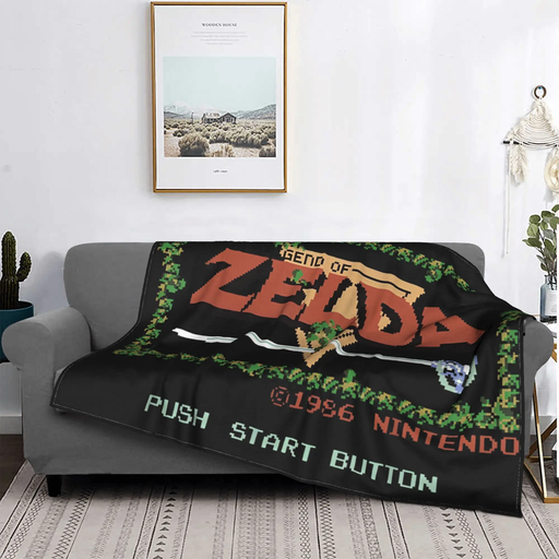 🛏️ Zelda Legends Flannel Blanket – Classic NES Title Screen Throw 🕹️
