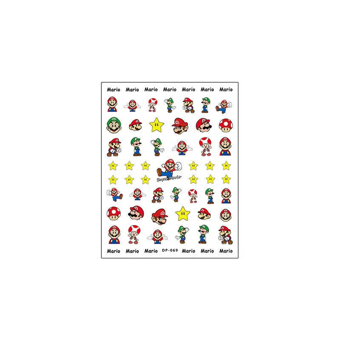 ๐
 Super Mario Bros Kawaii 3D Nail Art Stickers | Cute Anime Nail Patches
