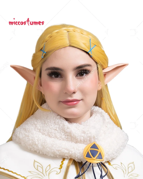 👑 Princess Golden Braid Cosplay Wig w/ Elf Ears | Heat-Resistant Synthetic Hair