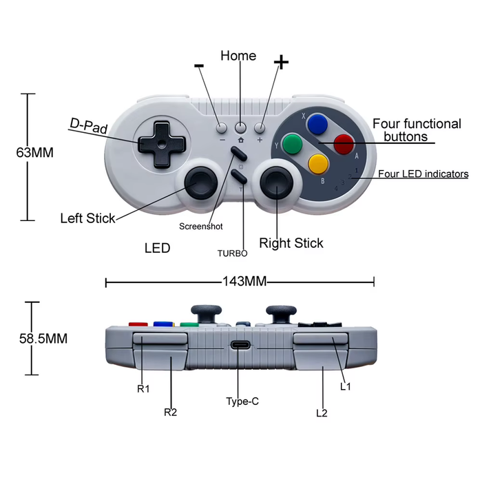 Wireless Switch Controller Gamepad w/ Turbo + Vibration for PC Nintendo