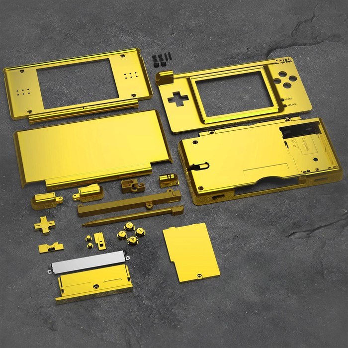 🌟 Chrome Gold Full Shell + Buttons Kit | Nintendo DS Lite Console Replacement