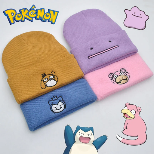 🧢 Pokémon Beanie Hat – Snorlax, Ditto, or Psyduck | Funny Embroidered Knit Cap