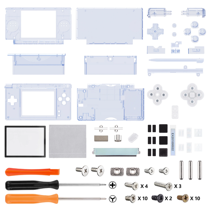 🔧 Clear Series Full Shell + Buttons Kit | For Nintendo DS Lite Console Mod
