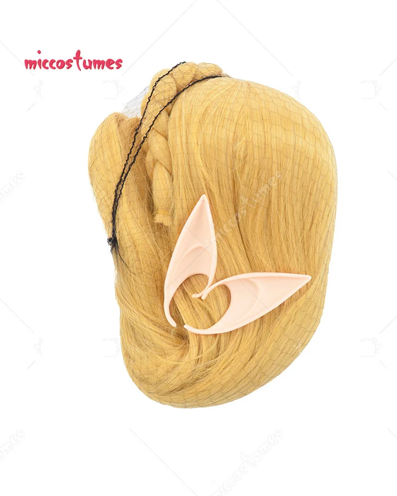 👑 Princess Golden Braid Cosplay Wig w/ Elf Ears | Heat-Resistant Synthetic Hair