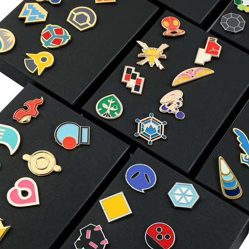 ๐๏ธ Full Gym Badge Box Set โ Kanto to Kalos + Orange Islands | Pokรฉmon Pins