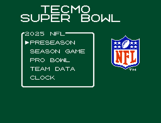 TECMO SUPER BOWL 2026  NES 8 BIT CONSOLE