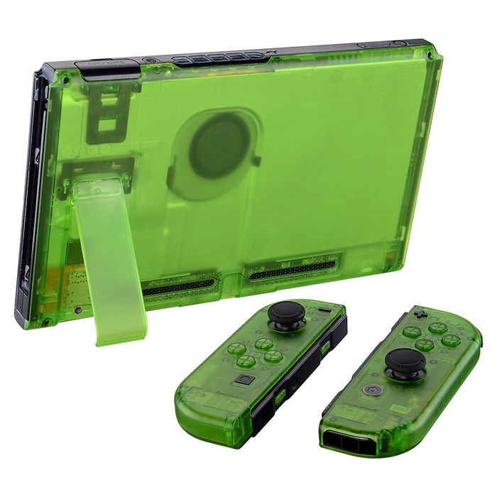 Transparent Green Switch Shell Case w/ Buttons for Console + Joy-Cons