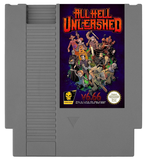 🕹️ All Hell Unleashed v6.66 | NES Horror Crossover Game Cartridge