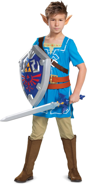 Kids Zelda Link Breath of the Wild Costume Child Halloween Outfit w/ Ears
