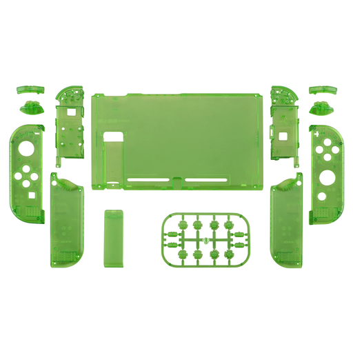 Transparent Green Switch Shell Case w/ Buttons for Console + Joy-Cons