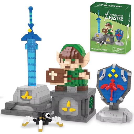 🛡️ Link Master Sword & Hylian Shield Building Block Set | Micro Blocks