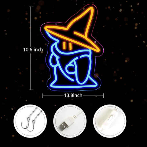 ✨ Black Mage Fantasy Neon Sign | Final Fantasy-Inspired LED Gamer Room Light