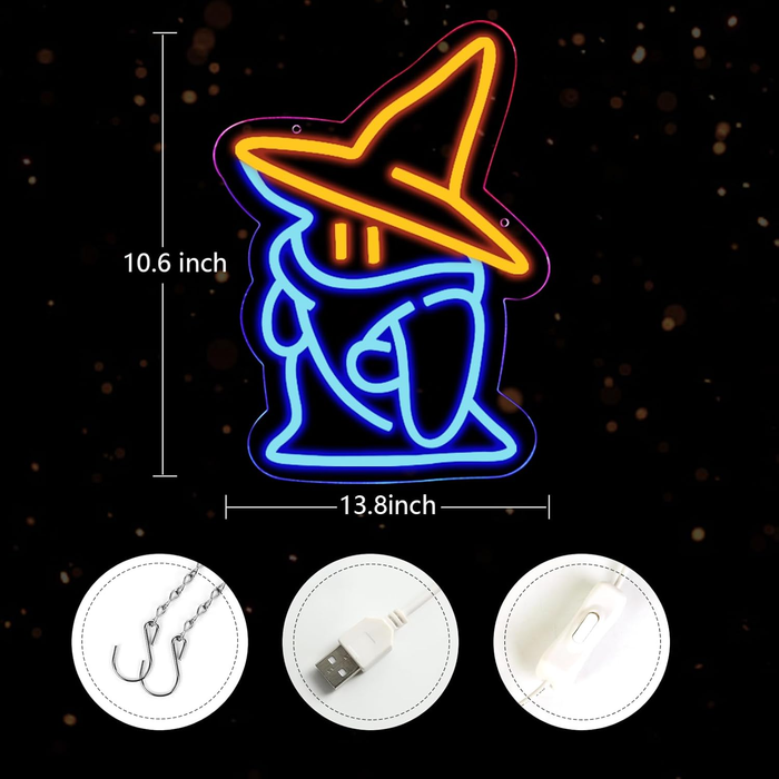 ✨ Black Mage Fantasy Neon Sign | Final Fantasy-Inspired LED Gamer Room Light