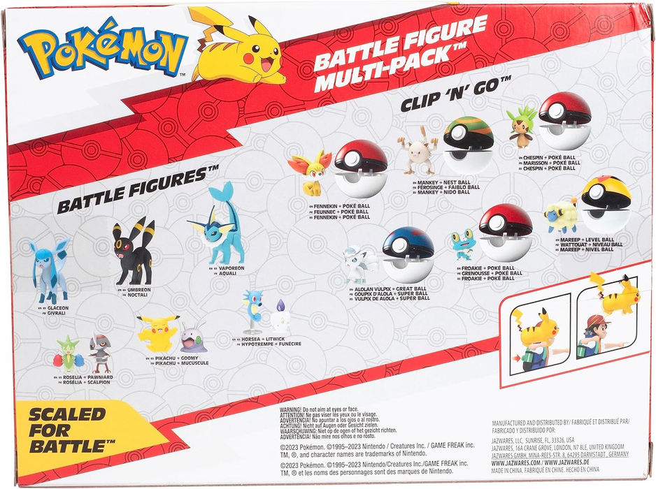 🟡 Pokémon Battle Ready! 6-Piece Figure Set 🧢 Ash + Pikachu + Charmander + More