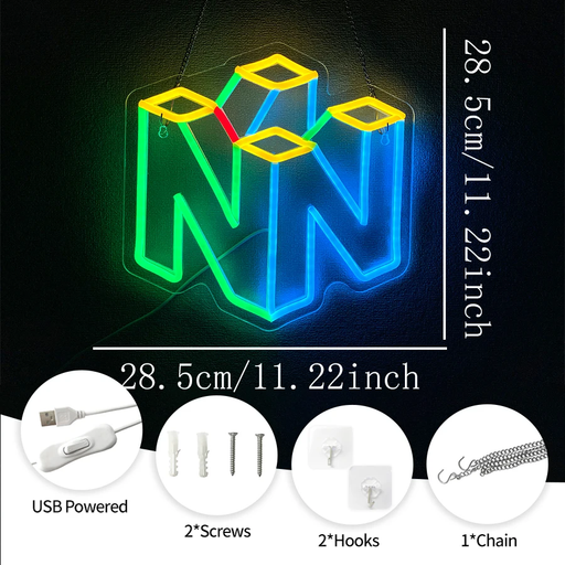 🎮 Wonderfullife N64 Logo Game Neon Sign | USB Powered LED Wall Light