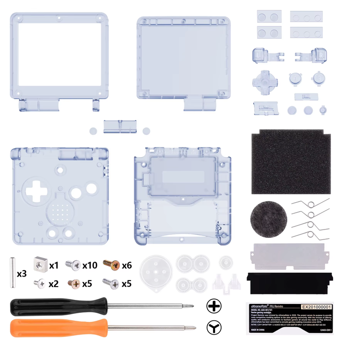 π§ Custom Replacement Housing Shell  Game Boy Advance SP (GBA SP) β Clear Series