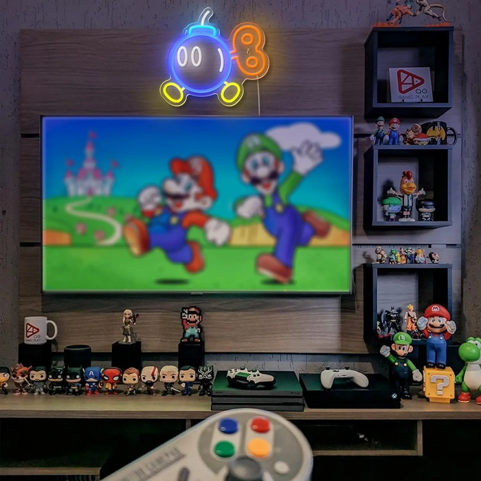 💣 Bob-Omb Neon Sign 💡 Gamer Room LED Light USB Powered Wall Decor 12in