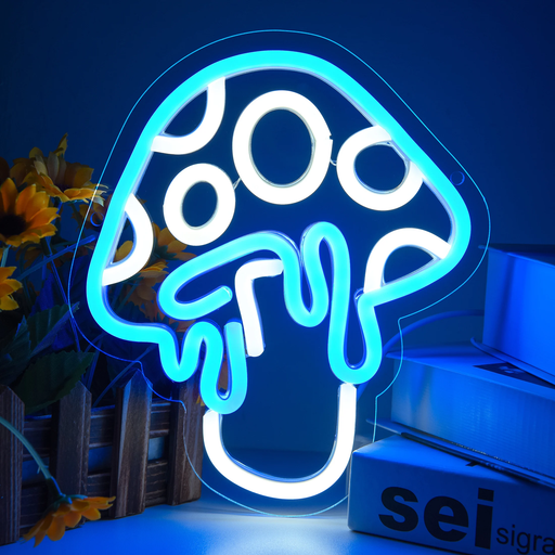 🍄 Mushroom Neon Sign LED Wall Light 3D Decor for Game Room or Bedroom 8.6in
