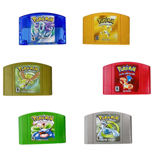 N64 64-Bit Console Games Cartridge 🎮 Pokemon Gold Silver Blue Red Yellow Green