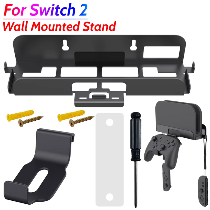 🏠 Wall Mount Host Stand w Controller Hook – Wall Holder Bracket for NS2 Console
