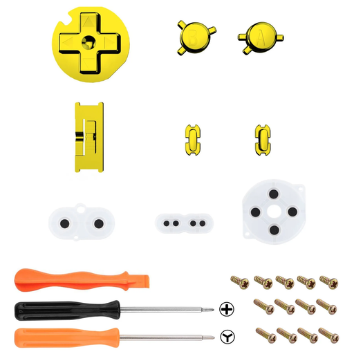 ✨ Chrome Gold Button Set | For Game Boy Color GBC Console Replacement Mod