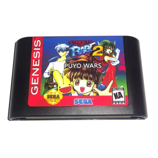 🔥 Streets of Rage 2: Puyo Wars | 16-Bit MD Genesis Game Cartridge 💥