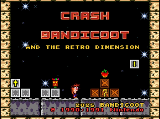 🌀 Crash Bandicoot and the Retro Dimension – SNES ROM Hack Cartridge LIMITED RUN
