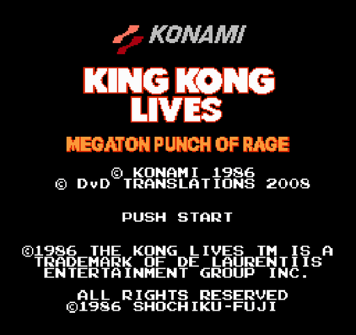 🦍 King Kong Lives: Megaton Punch Of Rage NES 8-Bit Game Cartridge