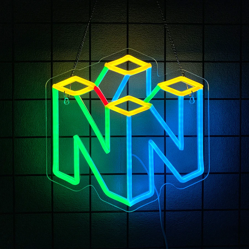 🎮 Wonderfullife N64 Logo Game Neon Sign | USB Powered LED Wall Light