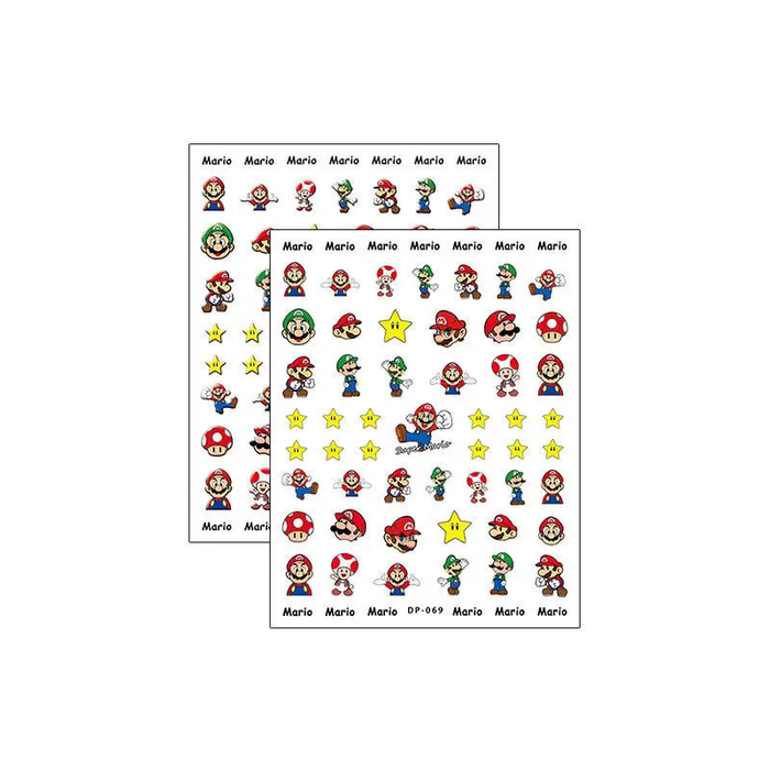๐
 Super Mario Bros Kawaii 3D Nail Art Stickers | Cute Anime Nail Patches