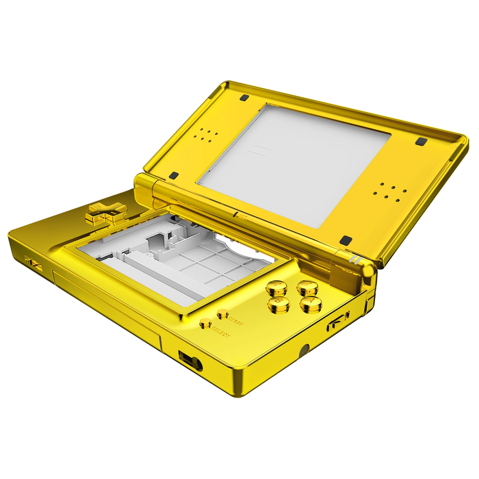 🌟 Chrome Gold Full Shell + Buttons Kit | Nintendo DS Lite Console Replacement