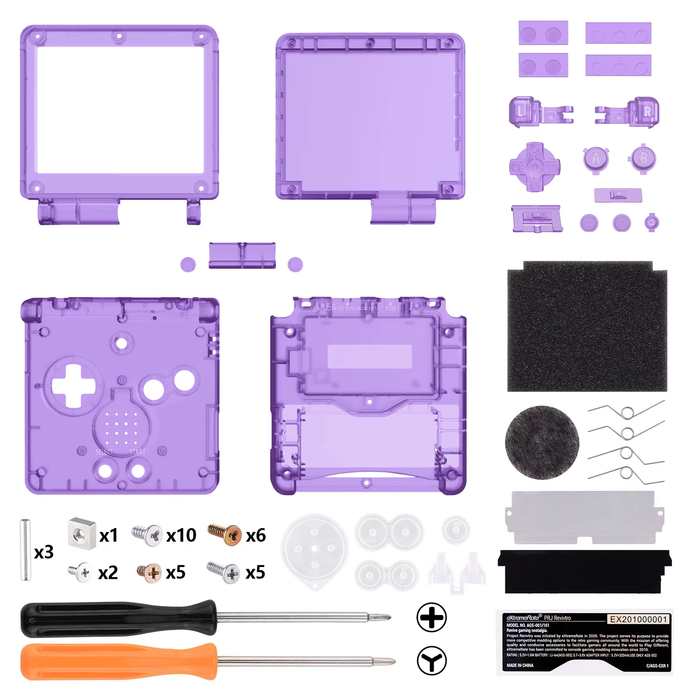 π§ Custom Replacement Housing Shell  Game Boy Advance SP (GBA SP) β Clear Series
