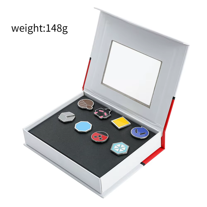 🎖️ Full Gym Badge Box Set – Kanto to Kalos + Orange Islands | Pokémon Pins