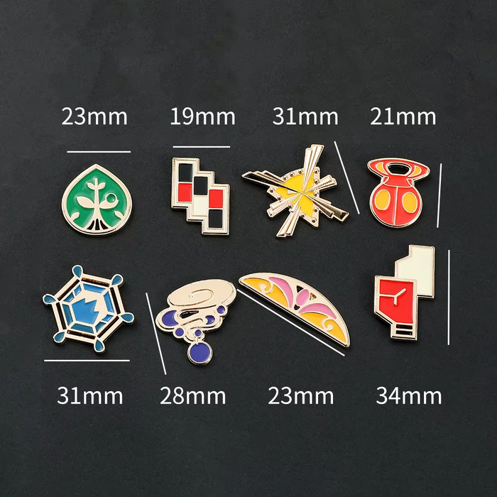 🎖️ Full Gym Badge Box Set – Kanto to Kalos + Orange Islands | Pokémon Pins
