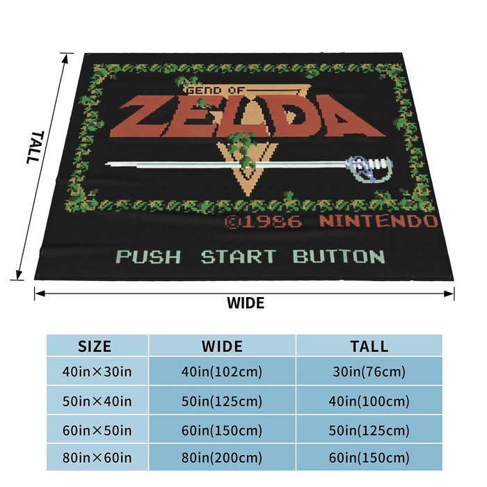 🛏️ Zelda Legends Flannel Blanket – Classic NES Title Screen Throw 🕹️