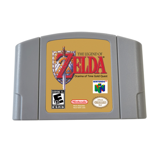 🗡️ Zelda: Ocarina of Time – Gold Quest N64 Cartridge | Expanded Master Quest