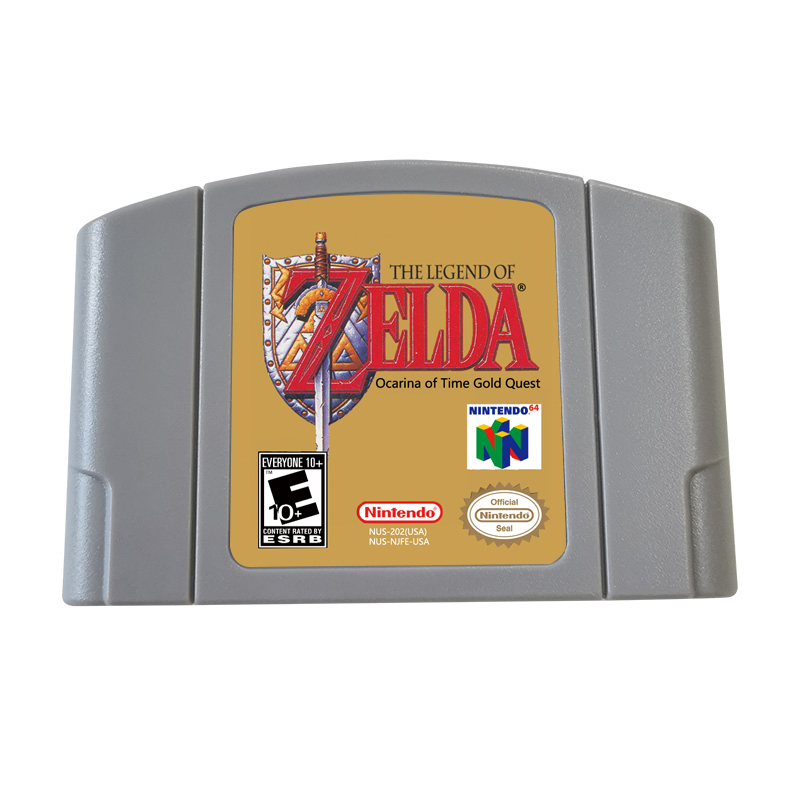 🗡️ Zelda: Ocarina of Time – Gold Quest N64 Cartridge | Expanded Master Quest