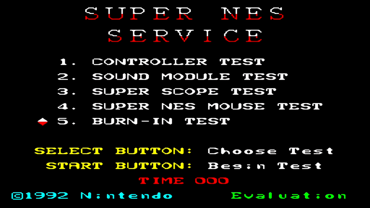 Burn-In Test Cartridge (Rev. D) – SNES