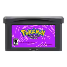 Pokémon Ultra Violet Version game cartridge with text indicating version and language on a white background