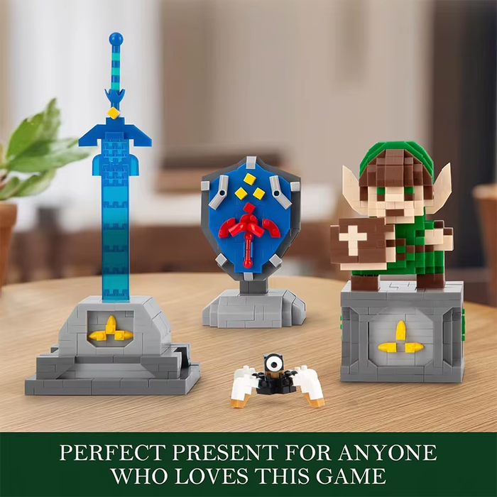 🛡️ Link Master Sword & Hylian Shield Building Block Set | Micro Blocks