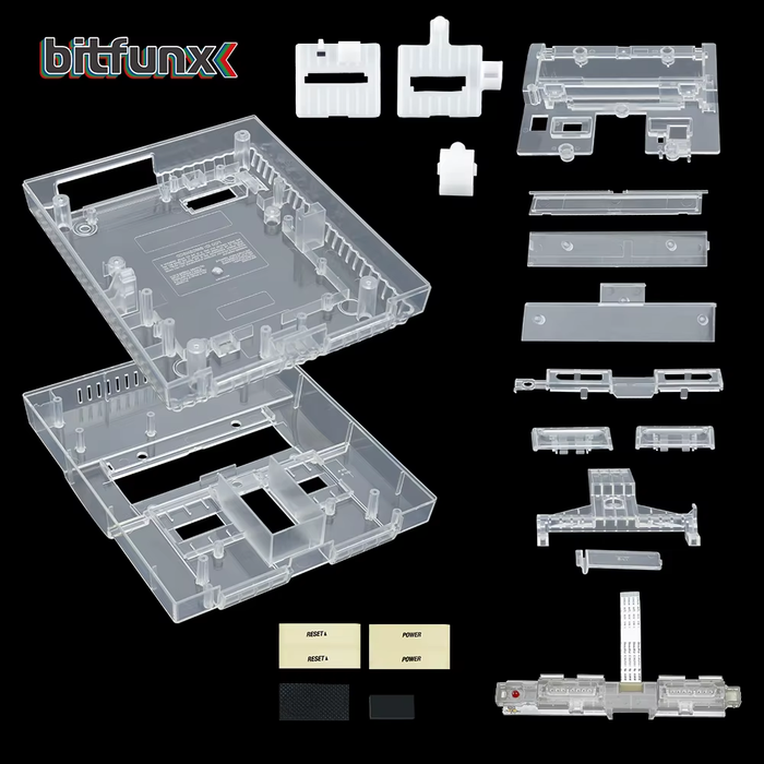 Bitfunx SNES Transparent Shell Case for US SNS-001 Console Translucent Black