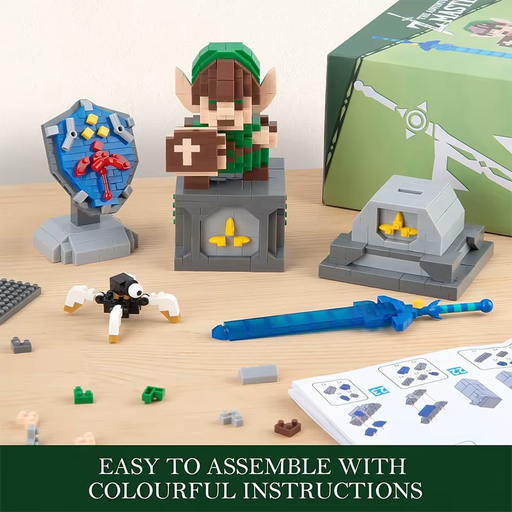🛡️ Link Master Sword & Hylian Shield Building Block Set | Micro Blocks