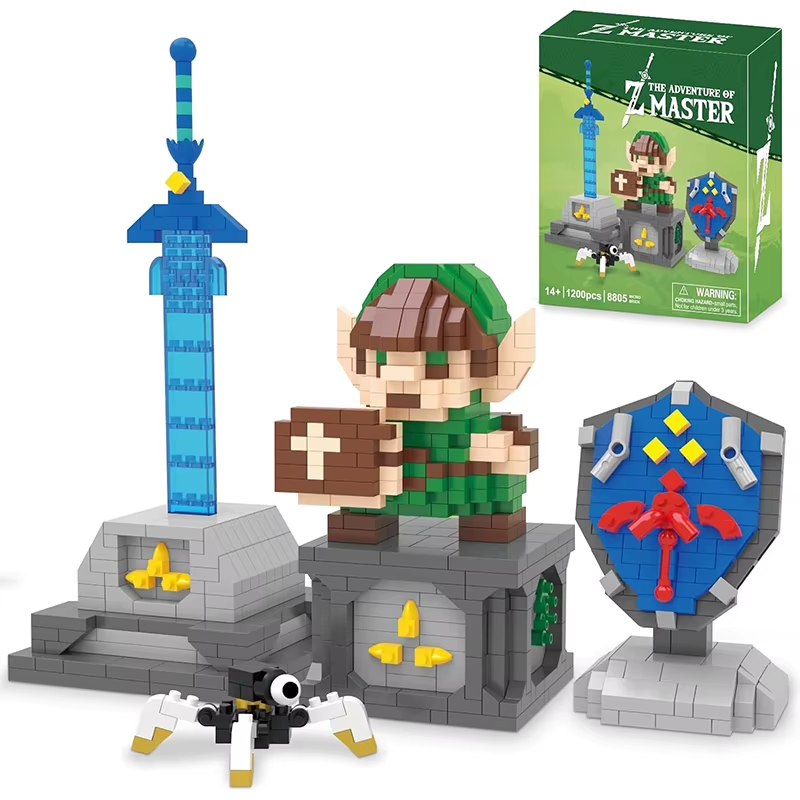 🛡️ Link Master Sword & Hylian Shield Building Block Set | Micro Blocks