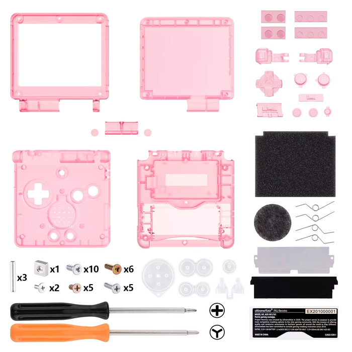 🔧 Custom Replacement Housing Shell  Game Boy Advance SP (GBA SP) – Clear Series
