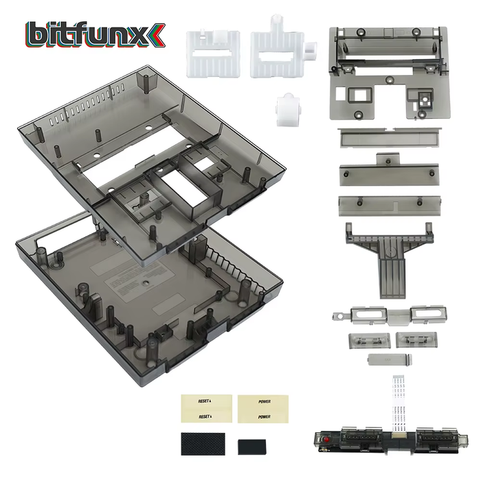 Bitfunx SNES Transparent Shell Case for US SNS-001 Console Translucent Black