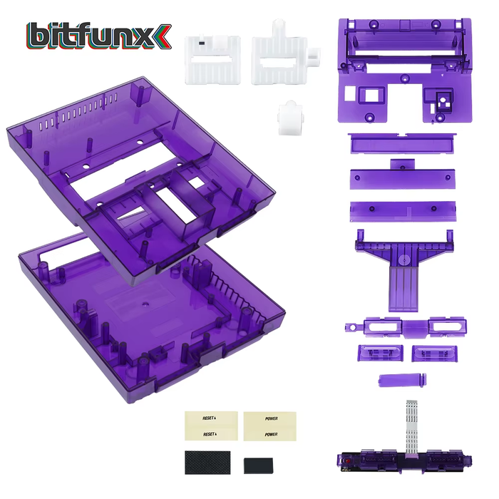 Bitfunx SNES Transparent Shell Case for US SNS-001 Console Translucent Black