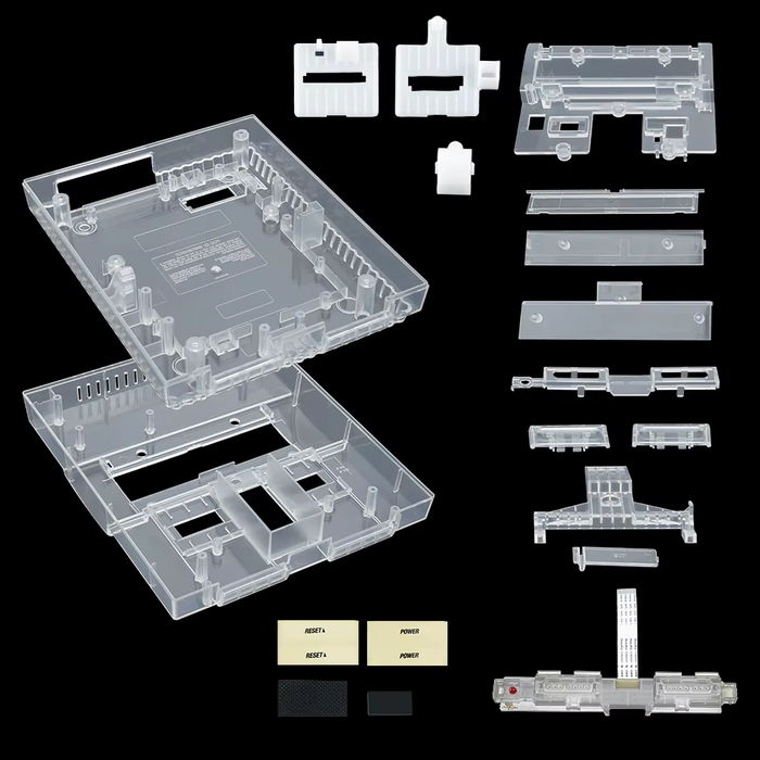 Bitfunx SNES Transparent Shell Case for US SNS-001 Console Translucent Black